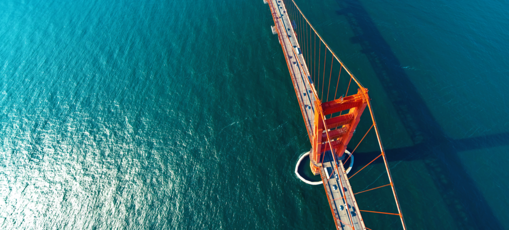 Aerial view of the Golden Gate Bridge in San Francisco, California